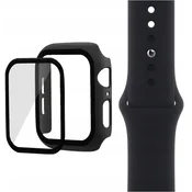 shumee GUMIJAST PAŠČEK, STEKLENI PAŠČEK IN OVITEK 3-V-1 ZA APPLE WATCH 4 5 6 SE ČRNEGA 40 MM