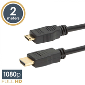 Mini HDMI – HDMI kabel pozlačen 2m