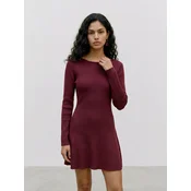 VERO MODA Pletena obleka VMGOLD LUX vinsko rdeča