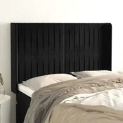 shumee Vzglavje z ušesi črno 147x16x118/128 cm žamet