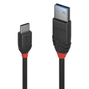 LINDY USB 3.2 Gen 1 kabel A na C, crna linija, muško-muško, 0,5 m, crni