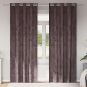 Baršunaste zavjese sa zavjesama 2 pcs Smeda 245 x 140 cm Baršun