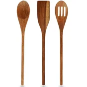 Excellent Houseware Set kuhinjskih pripomočkov iz akacijevega lesa: vsestranska žlica, žlica z režami, univerzalna žlica
