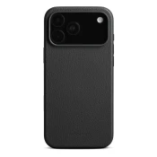 Woolnut usnjen magnetni ovitek za iPhone 17 Pro Max - črn