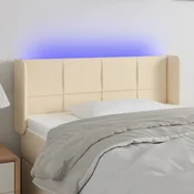 Vidaxl vidaXL Vzglavje postelje z LED diodami kremne barve 93x16x78/88 cm blago