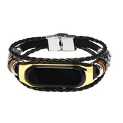 INF Usnjen pašček za uro Xiaomi Mi Band 3/4, črn in zlat, (22148742)
