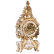 Casa Padrino luxury baroque table clock white/cream/multicolored/gold - Magnificent baroque style clock - Hand carved baroque desk clock - Luxury quality - Made in Italy