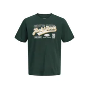 JACK & JONES Majica rumena / temno zelena / bela