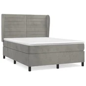 Greatstore Box spring postelja z vzmetnico svetlo siv 140x190 cm žamet