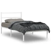 shumee vidaXL Kovinski posteljni okvir z vzglavjem bel 100x190 cm