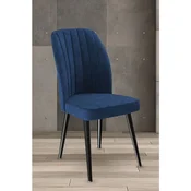 Hanah Home set trpezarijskih stolica Platinum 8 kom, teget tkanina Jerry, crne metalne noge