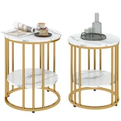 Homestar Set okroglih stranskih miz za kavni stol komplet 2 kosa 45x55 cm bela