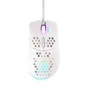 DELTACO GAMING Ultra-Light Gaming Miš, 6400 DPI, RGB, Gumeni Bocni Grip, Bijeli