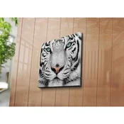 WallXpert slika na platnu 4545C-41, crno-beli tigar sa zelenim ocima, 45 x 45 cm
