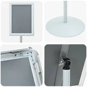 Vidaxl Stojalo za plakat srebrna 33 x 33 x 126 cm PVC in jeklo
