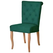 Casa Padrino Chesterfield Neo Baroque Dining Chair Dark Green/Natural - Chesterfield Neo Baroque Kitchen Chair - Dining Room Furniture - Chesterfield Furniture - Neo Baroque Furniture