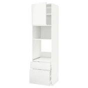 METOD / MAXIMERA Vis.el.pecn./mikrotal. s vrat/2fiok, bela/Voxtorp matirano bela, 60x60x220 cm