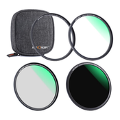 K&F Concept Komplet magnetnih UV filtrov, krožnega polarizacijskega filtra in ND1000 s kovčkom (62 mm)