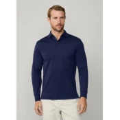 Hackett London za moške. HM5500016 Mercerizirana mornarska polo majica (M), Priložnostno, Bombaž, Dolg rokav, Mornarica
