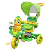 RAMIZ Otroško kolo Green Duck s 3 kolesi + zvoki + streha + ovira