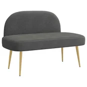 Vidaxl Oblazinjena klop z naslonom Temno siva 110 x 60 x 76 cm