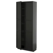 METOD Visoki element s policama, Crnosiva/Lerhyttan crno bajcovano, 80x37x200 cm