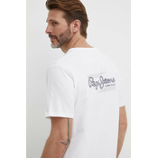 Bombažna kratka majica Pepe Jeans SINGLE CLIFORD moška, bela barva, PM509367