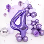 Rojstnodnevni balon številka 4 vijoličen, 100 cm