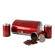 Posoda za kruh iz nerjavnega jekla s kompletom 3 doz Metallic Line Burgundy 55708