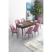 Hanah Home Set Trpezarijski sto i 6 stolica Han, Roze-braon