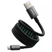 Pleten polnilni in podatkovni kabel 100W USB-A v USB-C Baseus Tungsten Gold z magnetnim navijanjem - 1m - črn