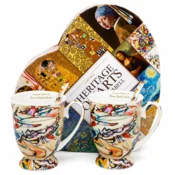 Komplet 2 porcelanastih skodelic z žličkami 300 ml v slogu Kandinskega + škatla