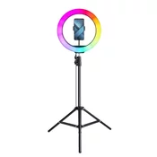 MG Selfie Ring Fill krožka RGB LED svetloba 12 + stativ, črna