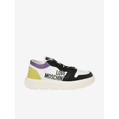 Black & White Womens Leather Sneakers Love Moschino - Women