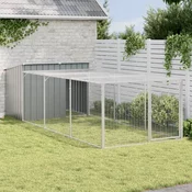 Kucica za pse s ogradenim prostorom antracit 153x396x110 cm pocincani celik