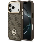 shumee Ovitek Guess 4G Strass Logo MagSafe za iPhone 17 Pro rjave barve