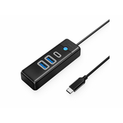 Orico PWC2U-C3-015 USB-C na 1x USB-C in 2x USB-A 3.0 hub, črn