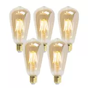 Set 5 E27 zatemnilnih LED žarnic ST64 Goldline 5W 380lm 2200K