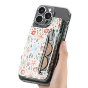 Kožni novcanik za telefon flower, Zeleni