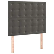 Vidaxl Vzglavje postelje temno sivo 80x5x118/128 cm žametno
