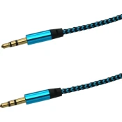 Tekstilni AUX kabel 2x3,5mm, Modro-Črn