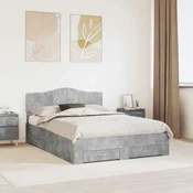 Vidaxl Konstrukcija postelje z vzglavjem Betonsko siva 160 x 200 cm
