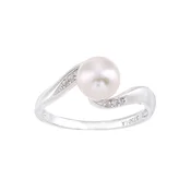 DIAMANT LETERNEL Prstan Ring aus 375 Weißgold mit 0.04 Karat Diamant mit Perle srebrna