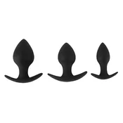 Black Velvet - silikonski analni dildo (3 deli) - črn