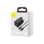 BASEUS punjac s kabelom 25W TypeC/TypeC crni QC Super Si TZCCSUP-L01