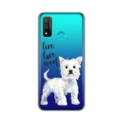 Ovitek Print za Huawei P Smart 2020 My Print Cover, Skin Live Love Woof, bela in prozorna