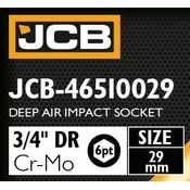 JCB UDARNA GLAVA DUBOKA 3/4 Cr-Mo 6-kutna 29mm NASTAVNI KLJUC