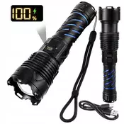 Malatec 3v1 alu. LED taktična ročna svetilka aku. 5000mAh 1500lm ZOOM LCD USB