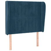 Vidaxl Vzglavje z ušesi temno modra 93x23x118/128 cm žamet