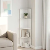 vidaXL Kotna polica 4 ravni 31,5 x 31 x 130 cm Inženirski les Bela
